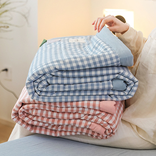 A类大豆纤维全棉空调被四件套夏季 100纯棉薄被子单人夏凉被可机洗