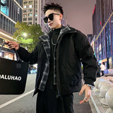 A210/P158控208假两件格子棉衣上衣外套男3，男装棉衣，电商A256