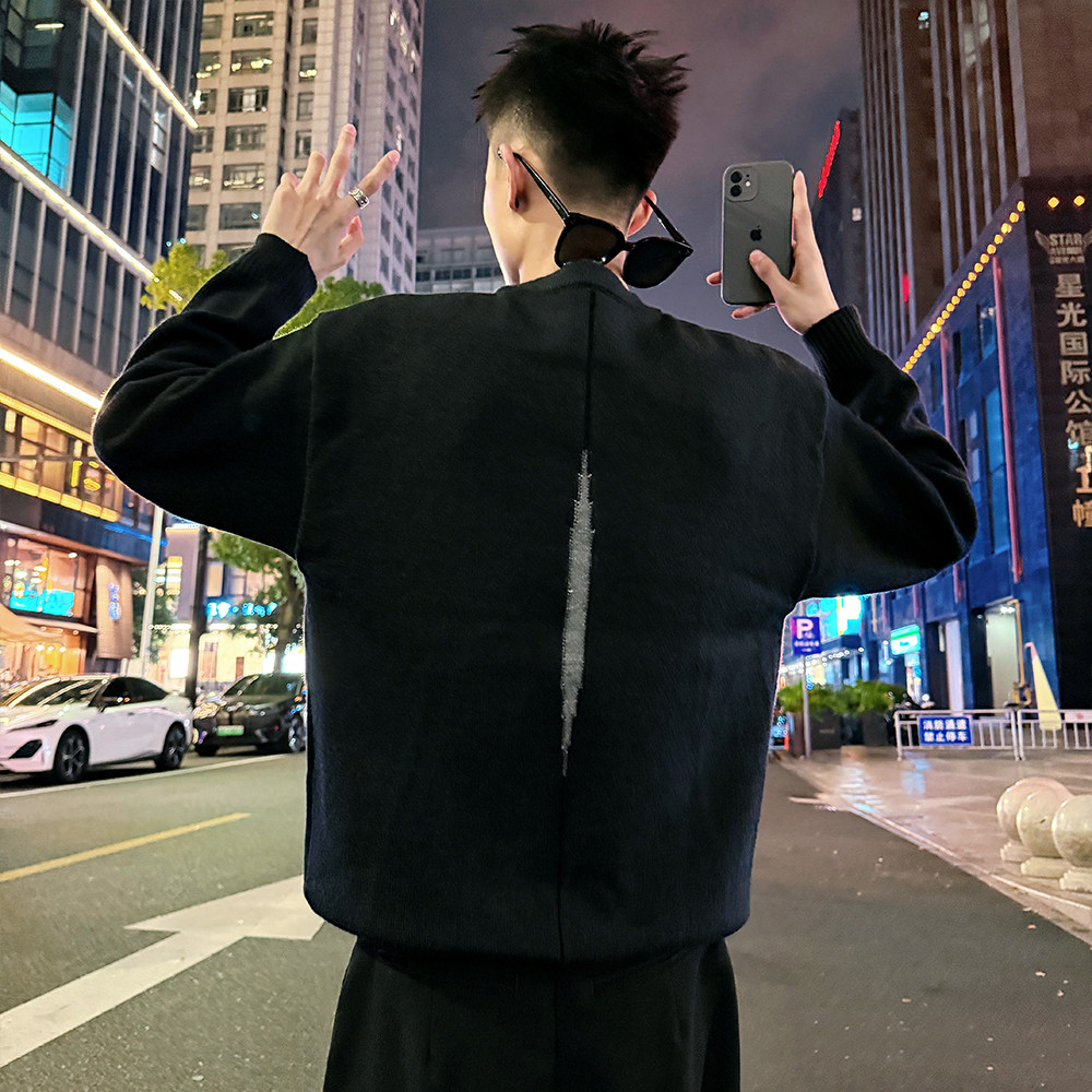 MC208/P88控118撞色假两件双领毛衣帅气小伙针织打底衫男1,男装T恤,电商A256