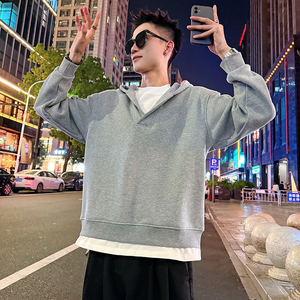 B170加绒/P88控118 连帽假两件加绒卫衣男1图片