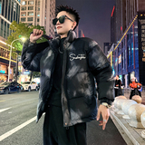 A197/P128控168立领印花涂鸦刺绣字母棉衣夹棉外套上衣男1，男装棉衣，电商A256