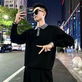 B167/P68控98撞色翻领订扣百搭卫衣长袖男6，男装卫衣，电商A256