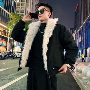 A999/P148控198抖音座山雕大毛领连帽棉服上衣男2图片