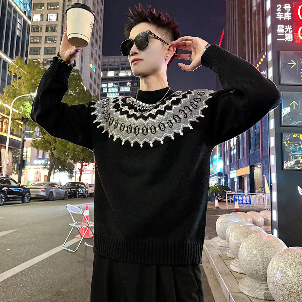 MC219/P88控128高品质插肩袖民族风毛衣针织打底衫男2,男装T恤,电商A256