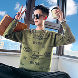MC217/P78控108假两件领提花字母卡通个性毛衣针织打底衫男4，男装T恤，电商A256