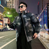 A197/P128控168立领印花涂鸦刺绣字母棉衣夹棉外套上衣男1，男装棉衣，电商A256