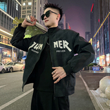 J196/P98控145棒球领暗纹贴布刺绣字母外套夹克男，男装夹克，电商A256
