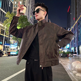 J186加绒/特P158控208插肩袖压条结构加绒暗花皮衣外套男3，男装皮衣，电商A256