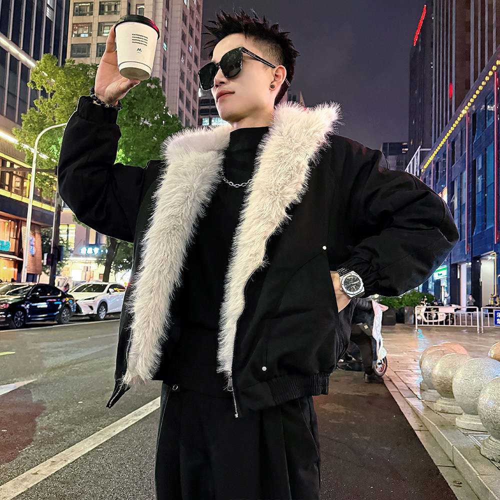 A999/P148控198抖音座山雕大毛领连帽棉服上衣男3,男装棉衣,电商A256