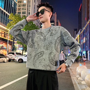 B172加绒/P75控108 腰果花加绒印花卫衣男1图片