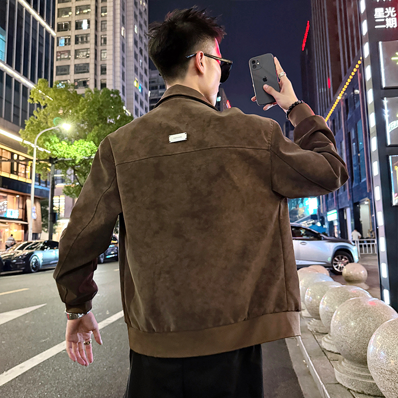 J182/P108控148暗纹皮夹克痞帅小伙外套男2，男装夹克，电商A256