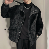 J095/P120控160帅气小伙压皱肌理纹外套植绒痞帅百搭夹克男1，男装夹克，电商A256