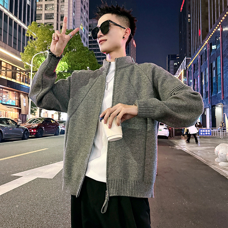 MC196/特P88控128 简约高品质网红立领外套针织开衫毛衣男3图片
