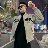 J196/P98控145棒球领暗纹贴布刺绣字母外套夹克男3，男装夹克，电商A256