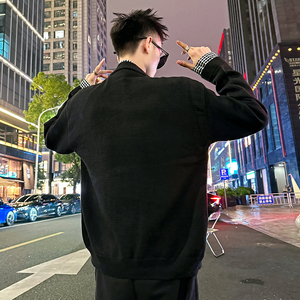 MC197/P118控158 简约假两件衬衫毛衣开衫针织外套男4图片
