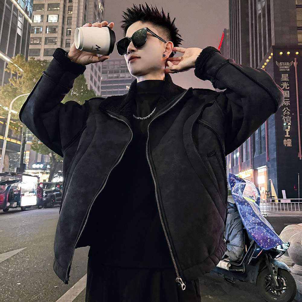 A222/P188控258结构款皮毛一体加厚外套男1，女装短外套，电商A256