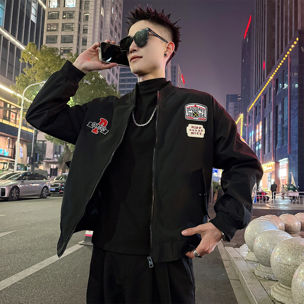 J191/P98控145多标贴布绣棒球领外套夹克男，男装夹克，电商A256