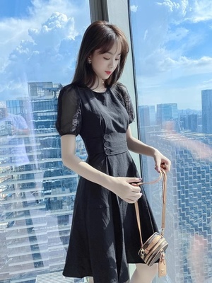 SOLENELARA法式赫本风连衣裙高级感2024年夏季新款小个子气质黑色