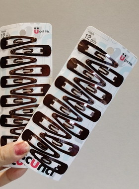 12个！外贸 Scunci 打标精致简约时尚刘海夹碎发夹头饰边夹bb夹