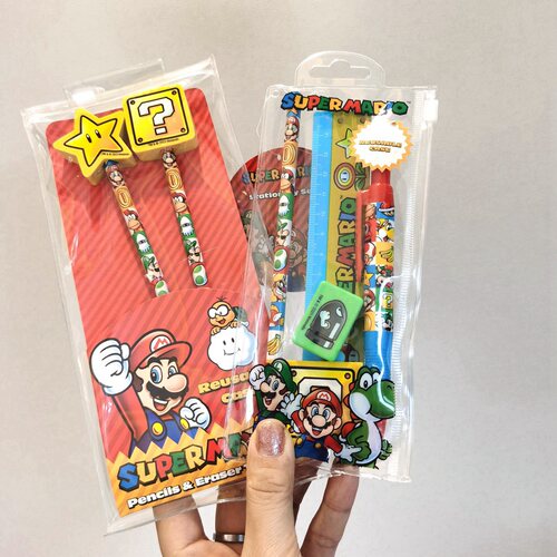 马里奥原装圆珠笔橡皮文具套装