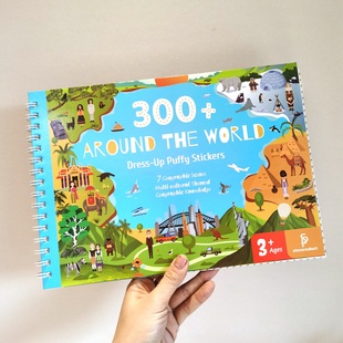 出口外贸精装硬壳益智场景贴纸本世界旅游文化地理益智儿童游戏书