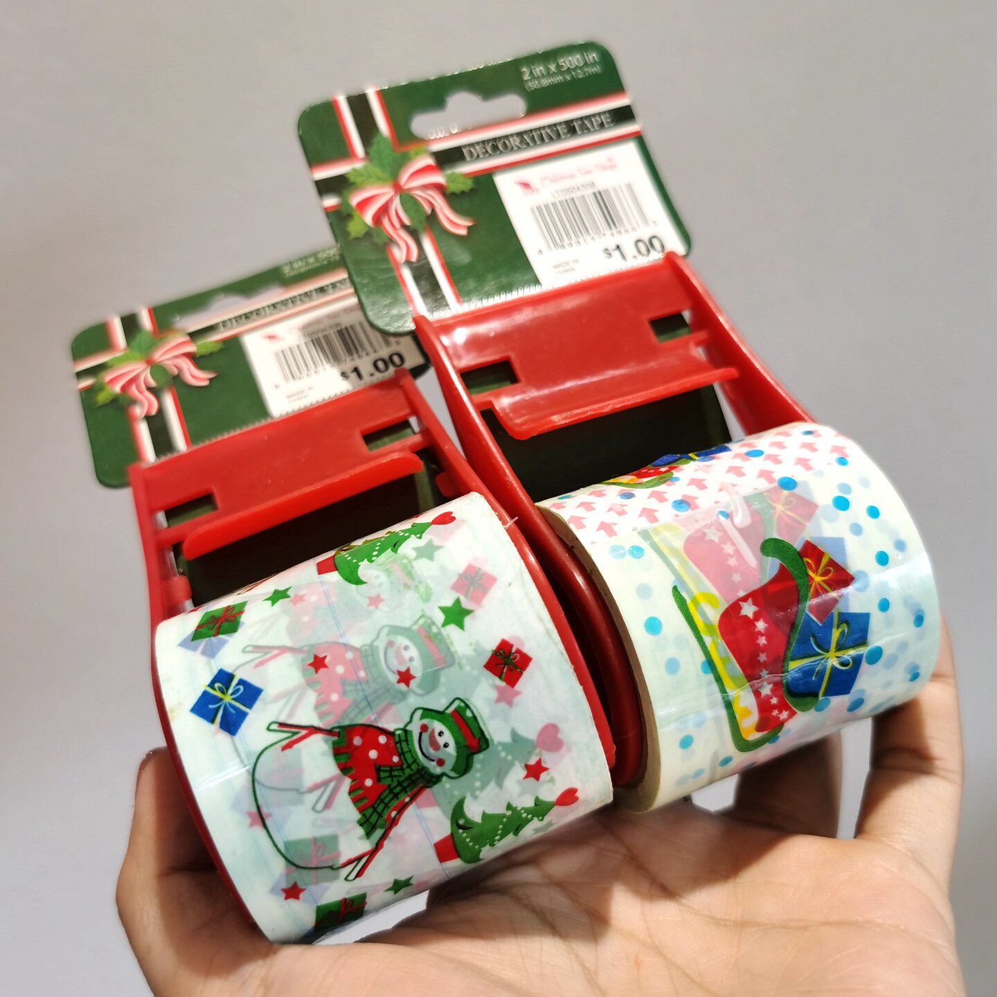 2个12.7米 带切割器 外贸超好看圣诞节日装饰胶带贴纸素材贴手账,文具电教/文化用品/商务用品,胶带/胶纸/胶条,淘宝优惠券,粉丝福利购,淘宝优惠卷