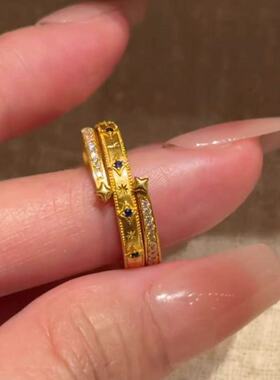 2026新款梦幻行星闪钻金色戒指女轻奢高级感小众设计冷淡风食指戒