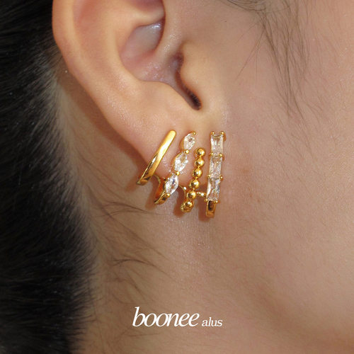 Boonee alus轻奢氛围感马眼锆石耳环高级感独特圈圈耳饰女设计感