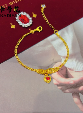 久不掉色沙金高级感红色爱心沙金手链女新款情人节礼物送女友