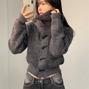 韩国冬季新款 两穿 保暖厚实粗针短款外套毛衣女