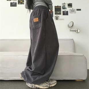 2026新款 女 设计感堆褶松紧高腰抽绳运动休闲宽松阔腿长裤