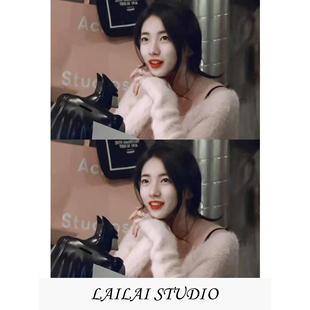 软糯宽松慵懒毛衣女秋冬新款粉色温柔风气质V领套头水貂毛针织衫