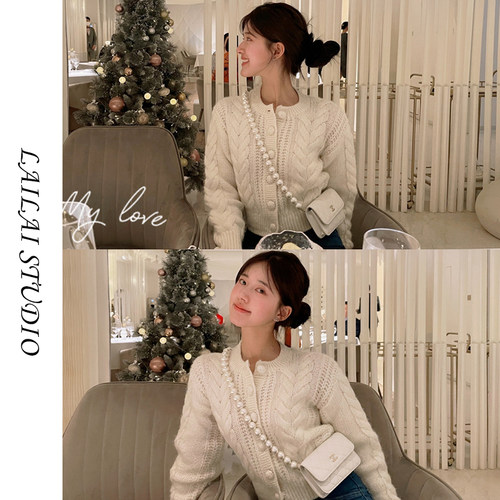 赵露思同款圆领毛衣外套短款上衣