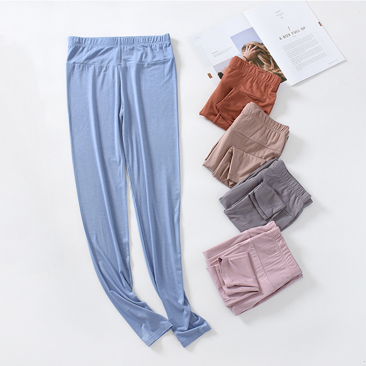 春秋莫代尔睡裤女长裤家居裤空调居家裤薄款美体修身弹力运动瑜伽