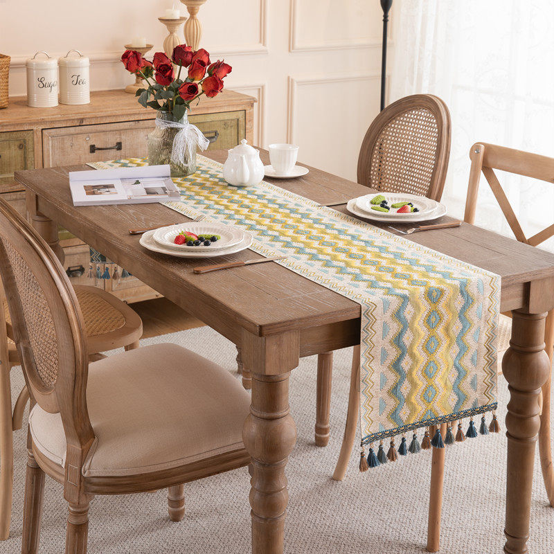 法式复古彩色波纹提花流苏桌旗美式田园长条茶几斗柜盖巾酒店床旗,居家布艺,桌旗,淘宝优惠券,粉丝福利购,淘宝优惠卷