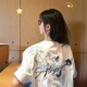 高级感宽松绝美上衣 纯棉T恤女夏季 超好看 蝴蝶字母花卉刺绣短袖