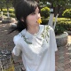 设计感小众宽松上衣服 T恤女夏季 新中式 花卉环形刺绣纯棉正肩短袖