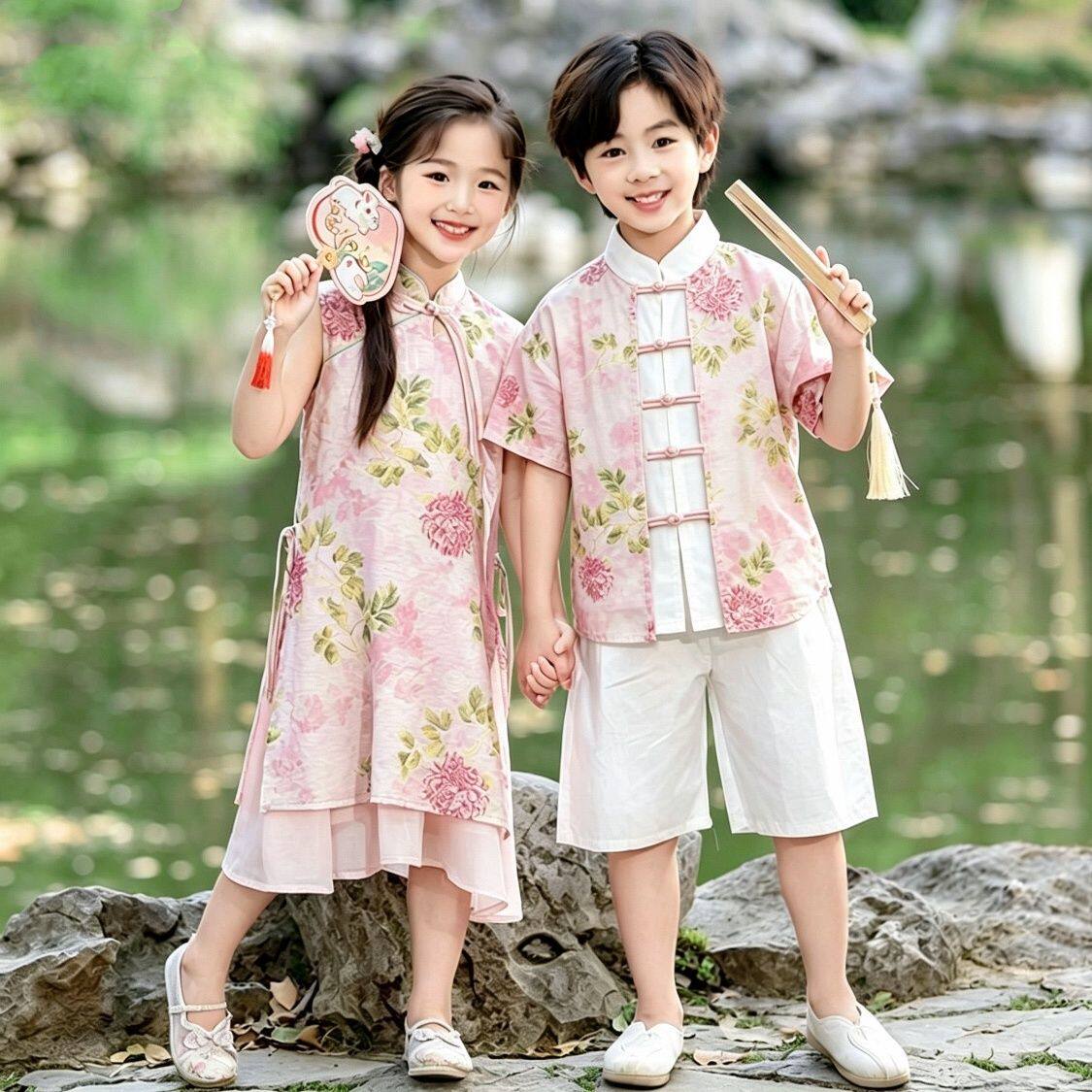 男童汉服夏装2026新款唐装幼儿中国风舞蹈服女童新中式表演服六一