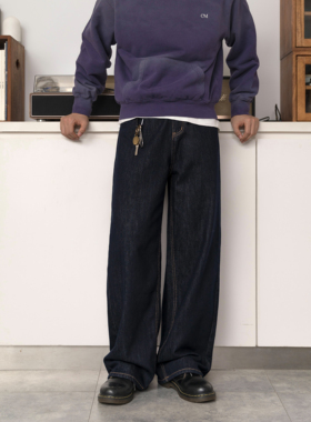 DRINK LIFE美式复古cleanfit古着vibe风原色直筒宽松牛仔裤男女款