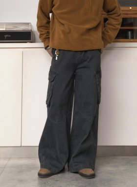 DRINK LIFE美式复古解构多口袋工装裤男女休闲宽松阔腿长裤潮