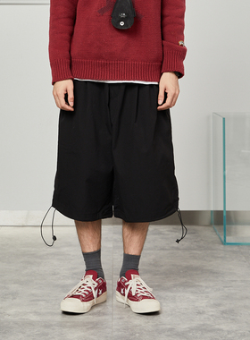 DRINK LIFE　短裤夏季直筒运动裤短裤男韩版黑色宽松抽绳休闲裤潮