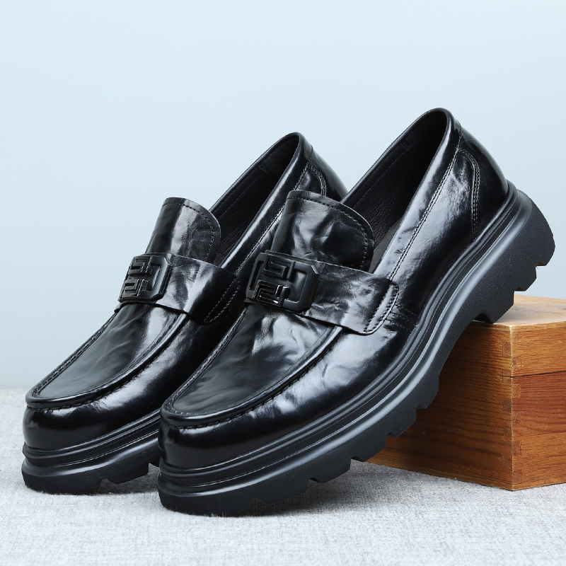真皮透气厚底增高正装商务皮鞋男