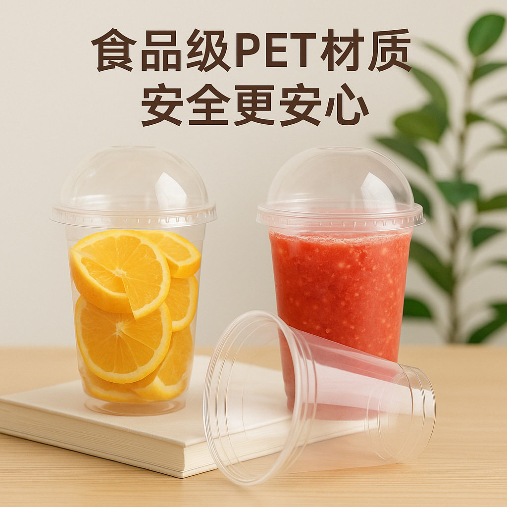 95口径pet冷饮杯加厚拿铁咖啡杯子网红INS风一次性奶茶杯高透带盖