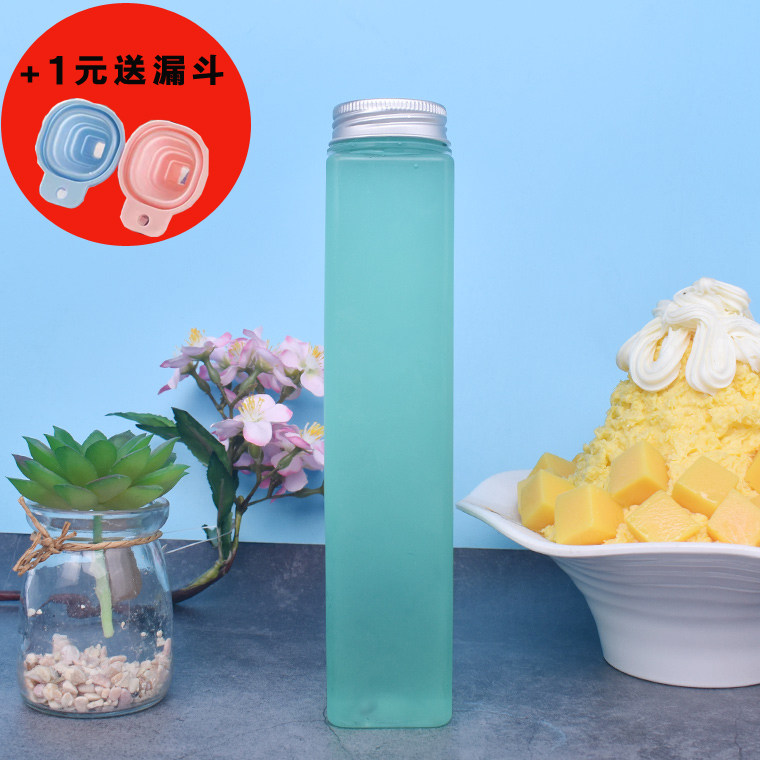 网红方形奶茶瓶冷泡饮料瓶一次性带盖杯装网红pet塑料酸奶杯外卖
