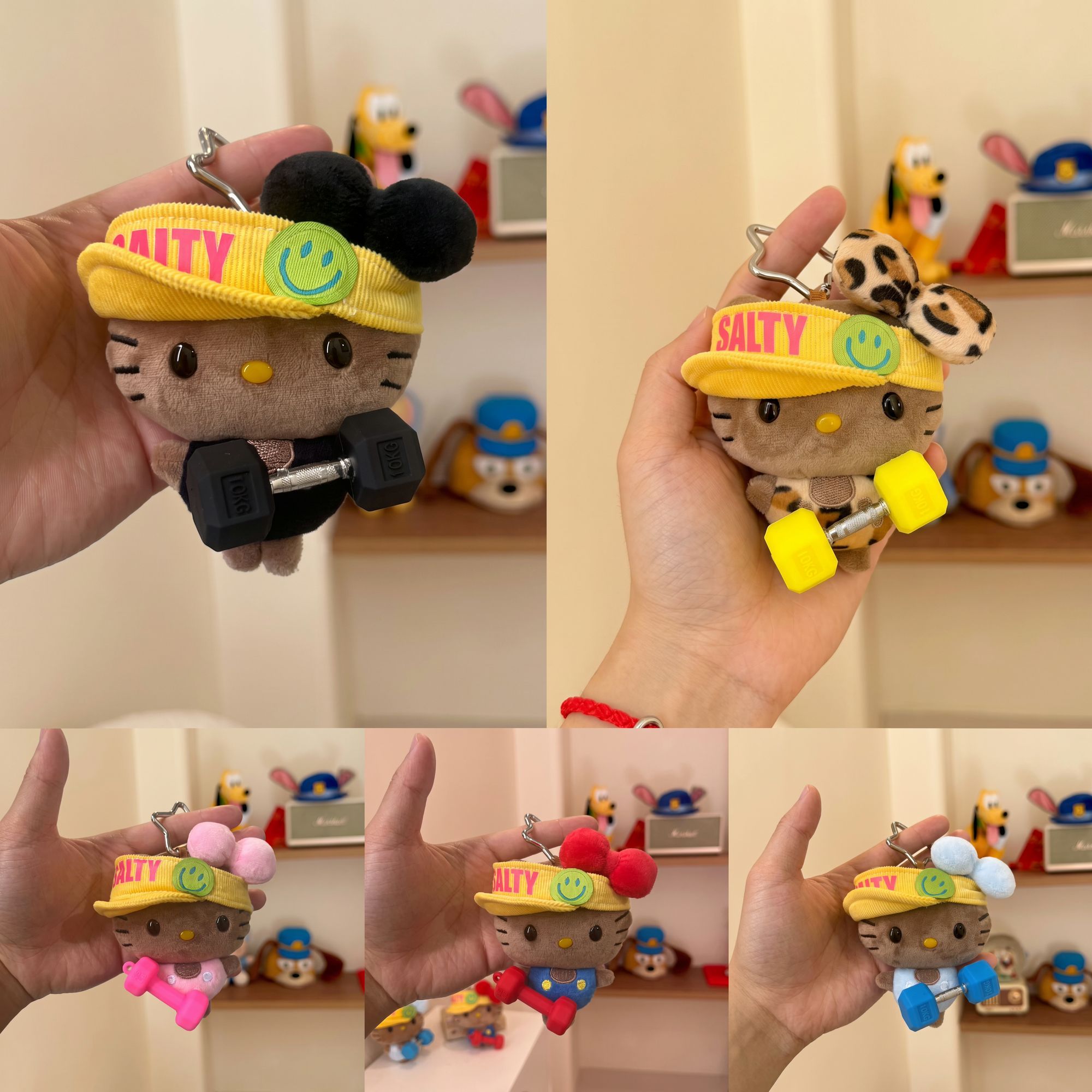 黑皮豆豆hellokitty毛绒玩偶健身房哑铃举铁撸铁运动风包挂件可爱