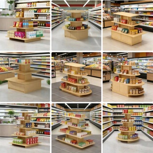 超市货架展示架中岛柜中岛展示台商品展示架便利店货架商用陈列柜