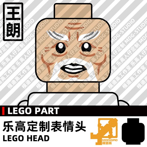 模迪高LEGO乐高积木第三方人仔表情头MOC定制三国志 曹魏 王朗