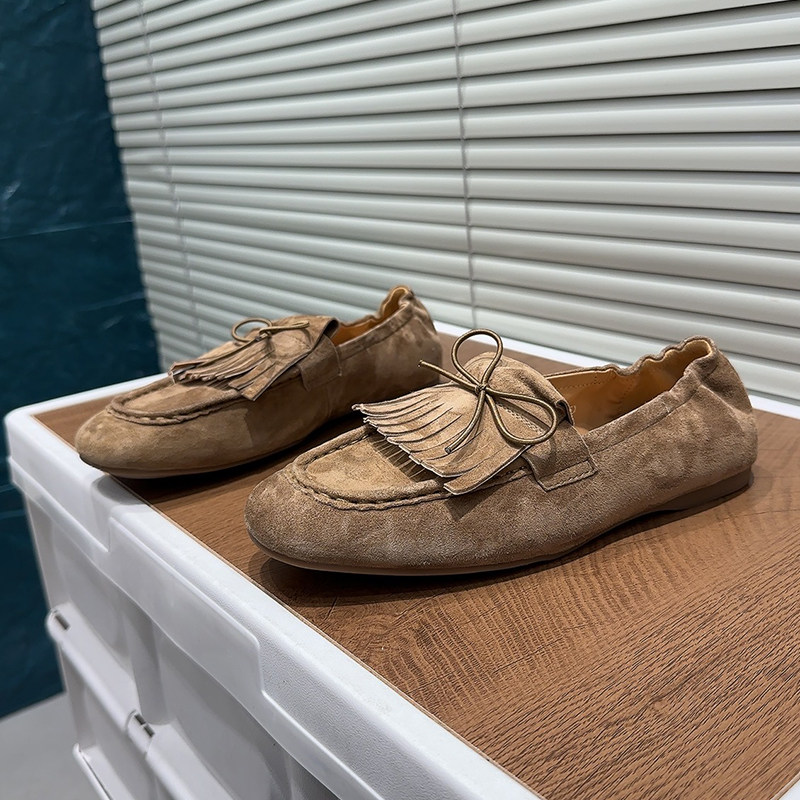 复古反绒皮流苏乐福鞋女真皮圆头一脚蹬懒人豆豆鞋百搭休闲单鞋潮,女鞋,勃肯鞋/软木鞋,淘宝优惠券,粉丝福利购,淘宝优惠卷