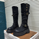 欧货松糕厚底翻领两穿马丁靴女小个子增高显瘦骑士高筒不过膝长靴