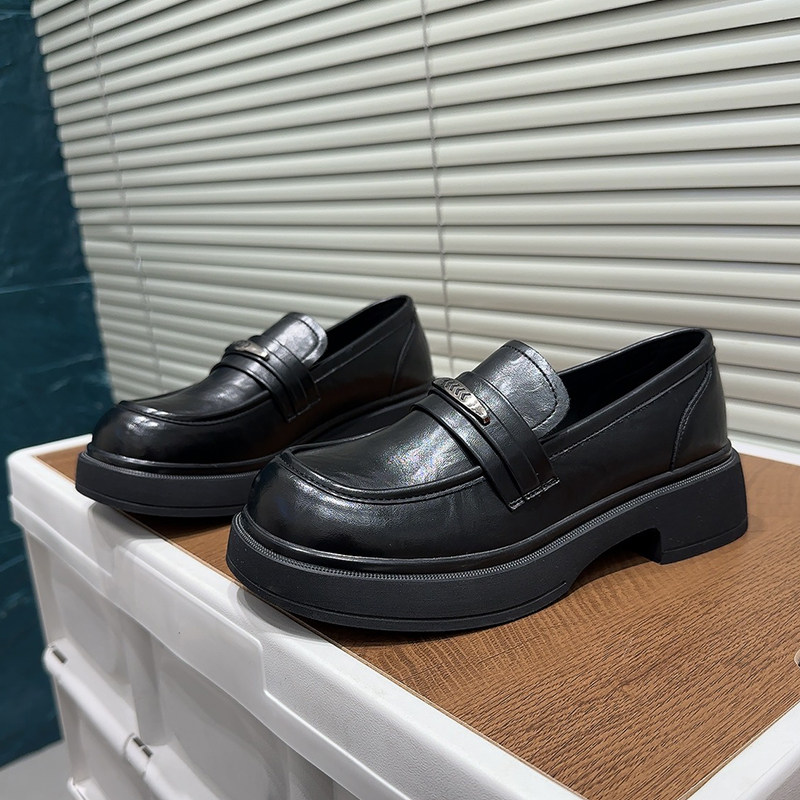 英伦风真皮黑色厚底低帮乐福鞋女一脚蹬百搭休闲小皮鞋圆头单鞋潮,女鞋,乐福鞋（豆豆鞋）,淘宝优惠券,粉丝福利购,淘宝优惠卷